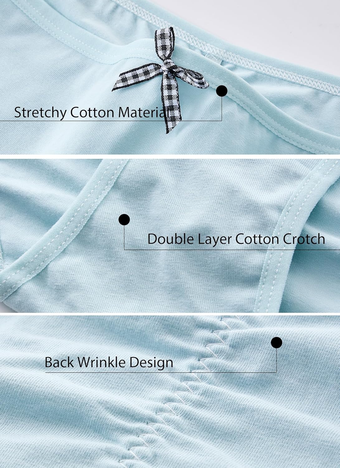 Womens Cotton Underwear Full Coverage Soft Stretchy Scrunch Briefs Comfortable Cute Bikini Panties for Ladies 6pack - Image 3