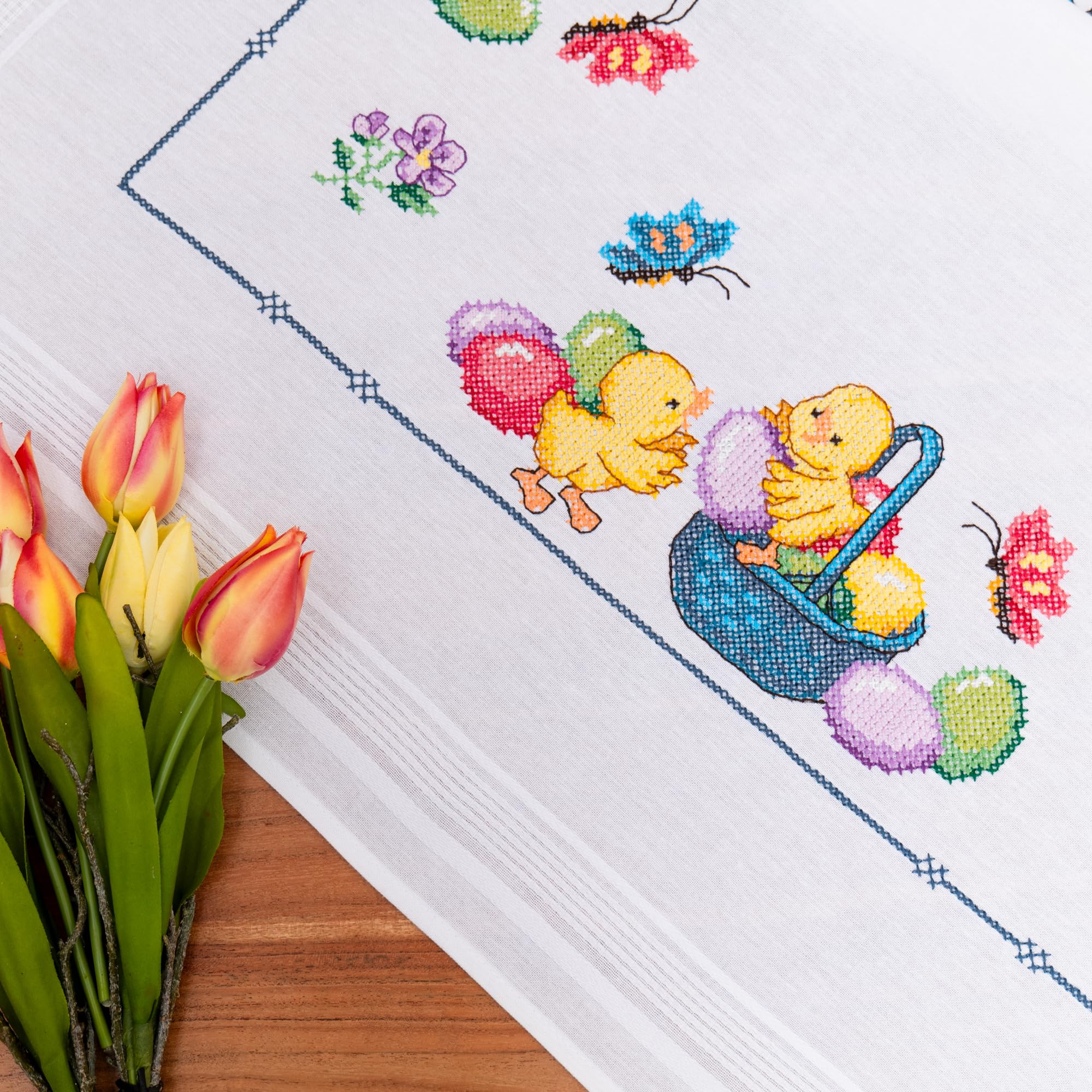 Kit Ricamo Punto Croce Pasquale Per Adulti - 3 Set Con Motivi Fiori E Coniglietti, Ideale Per Principianti - Foto 11