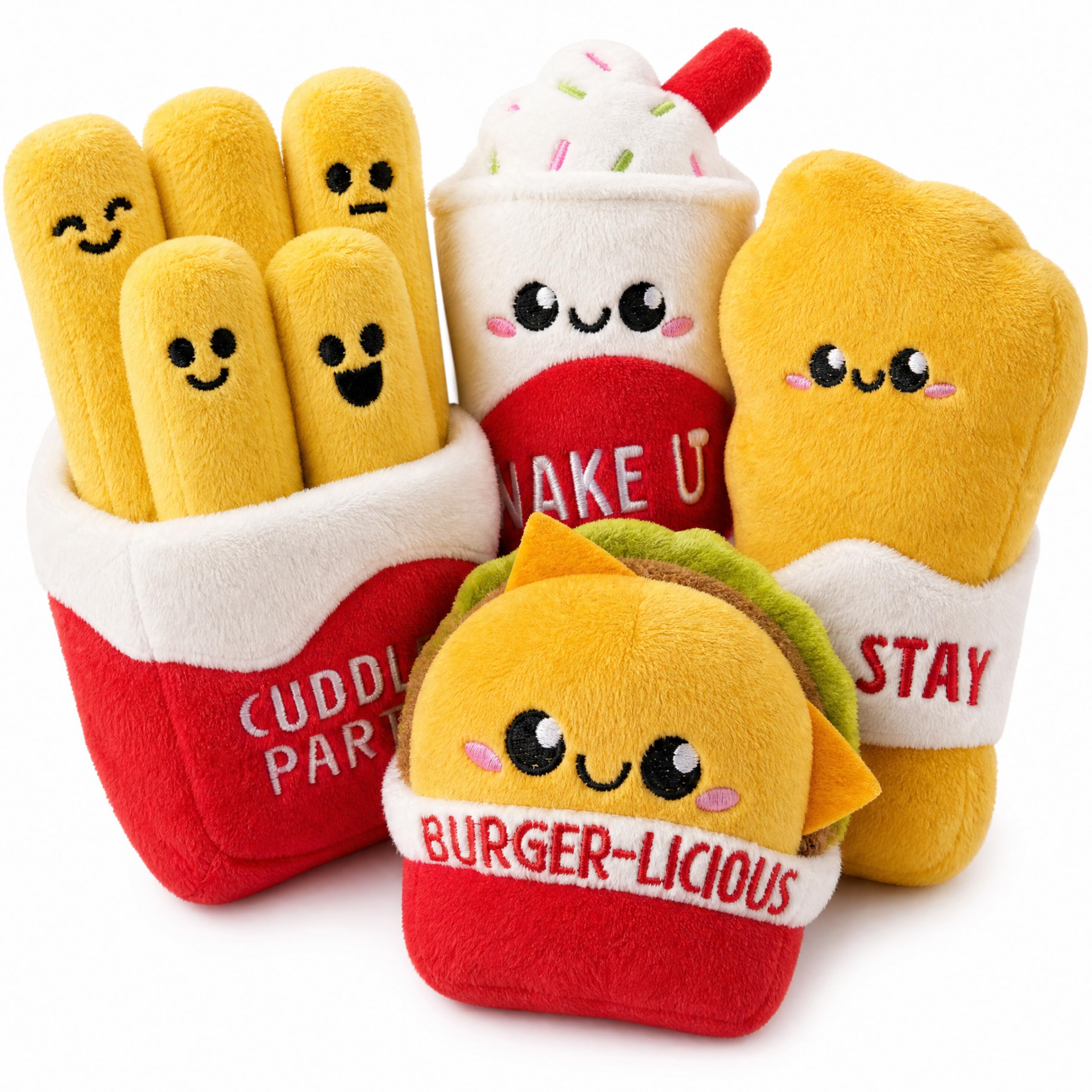 JOYIN Juego de juguetes de comida combinada de felpa, 4 piezas