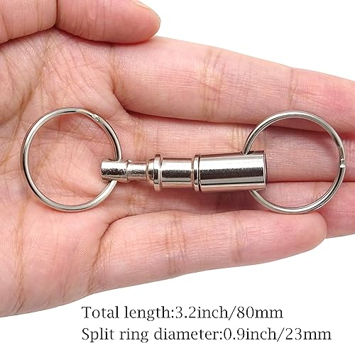 Miniatura 6 de Honbay 10 llaveros desmontables para tirar, llaveros resistentes con doble llave, soporte de cierre a presión