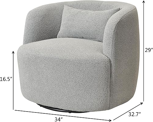 Miniatura 46 de KINWELL Juego de 2 sillas giratorias de barril Boucle de 34 pulgadas de ancho, sin montaje, sillones tapizados redondos, sillas decorativas, sofá