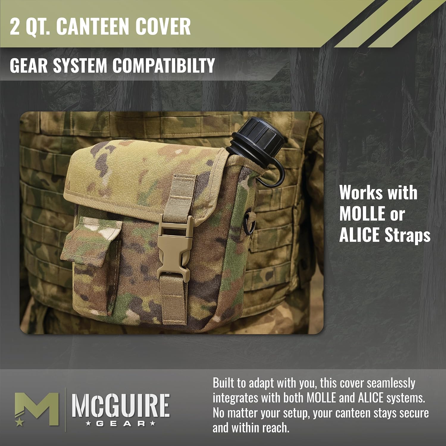 M McGuire Gear 2 Qt. Canteen Cover - OCP, MOLLE/Alice-Compatible, Made in The USA - Image 6
