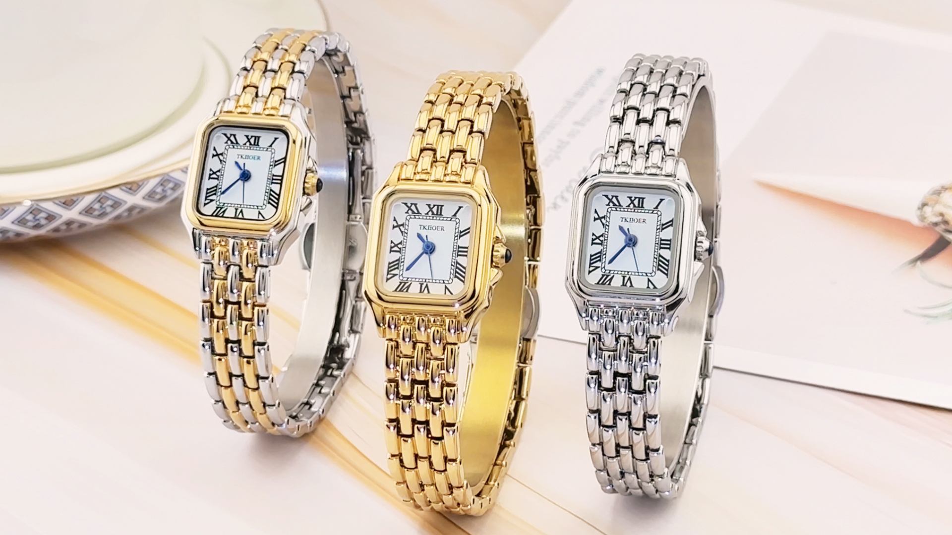 Gold Rectangular Roman Dial Watch Women Minimal Dress Watch Classic Small Watch Womens Small Gold Watch Rectangle - Etsy main image 4