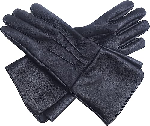 Guantes de cuero con puño largo, medievales, ajuste perfecto, calidad premium, cuero suave