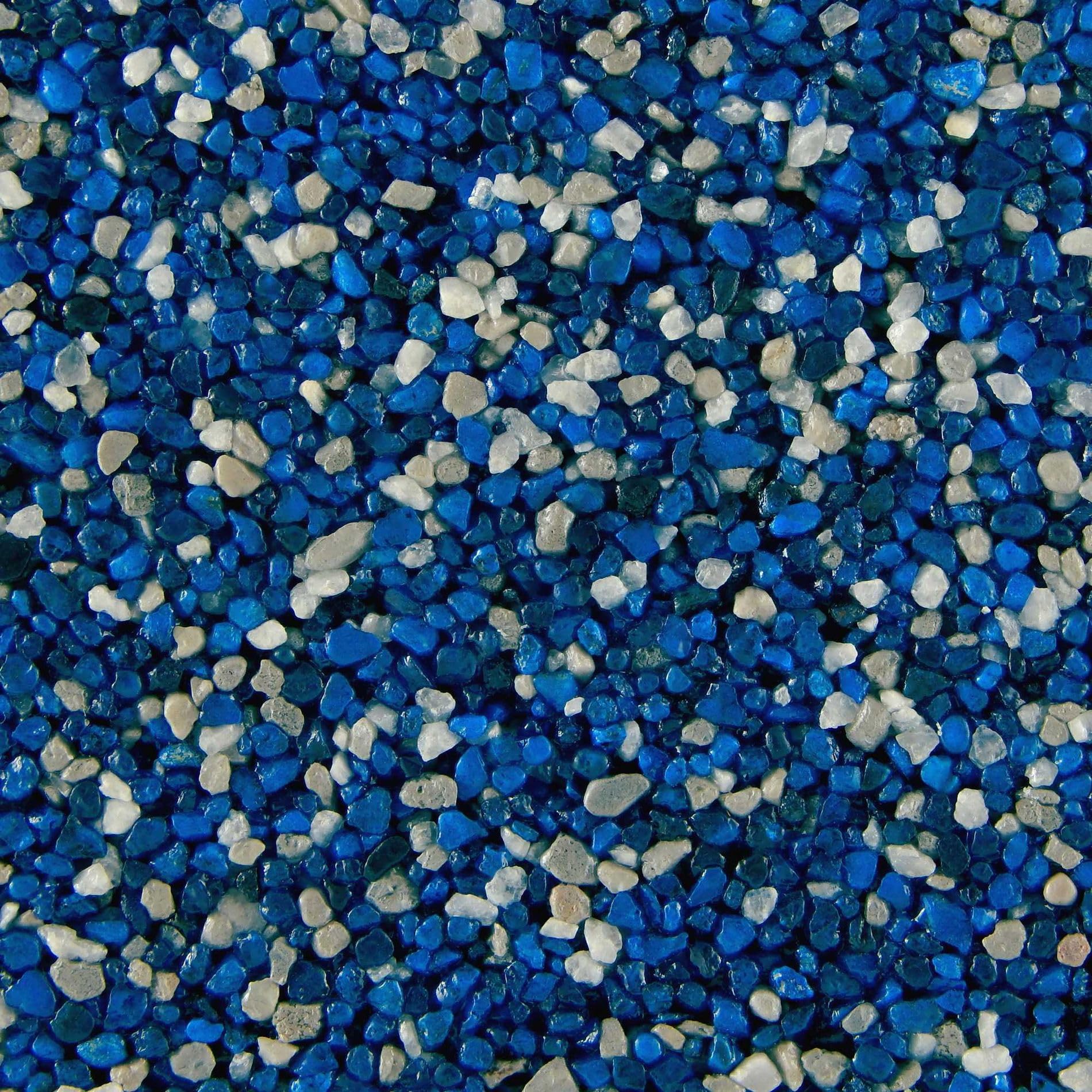 Terralith Buntsteinputz 14kg in blau-weiß, Sockelputz für Innen und Außen mit Reinacrylat Bindemittel aus Naturstein, 1-2mm Körnung (BSP11)