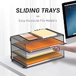 DALTACK Paper Desk Organizer, 3-Tier Letter Tray, Multifunction Desk Organizer, Desktop File Folder Organizer, Desk Organizers and Accessories for Home Office, Black