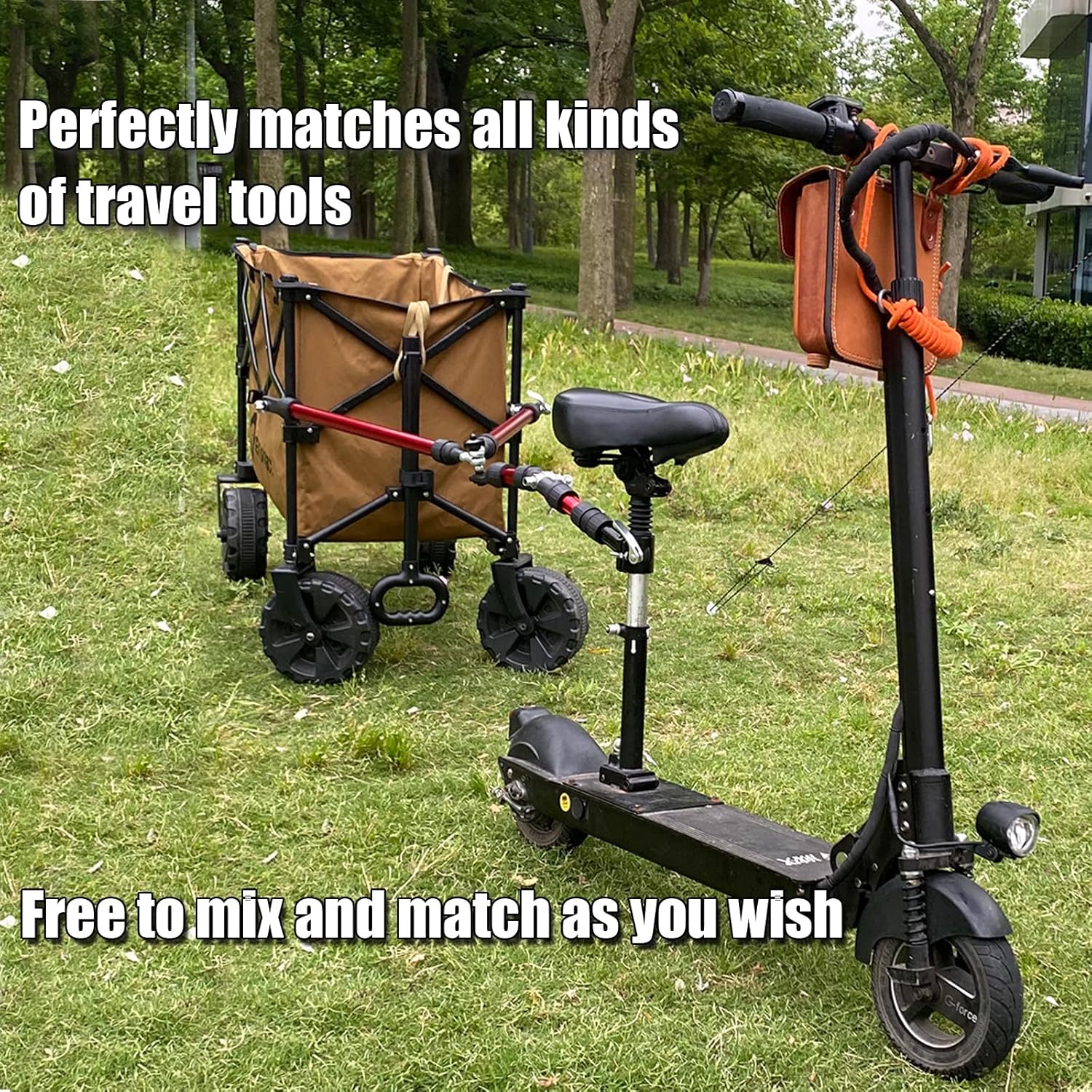 Bike Trailer Connector, Portable Folding Bicycle Trailer with Quick Release Clamps for Rear Carrier and Garden Cart Bicycle Trailer for Portable Folding Wagon Pet cart