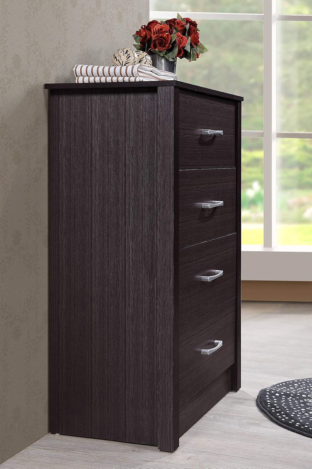 HODEDAH 4-Drawer Chest in Chocolate