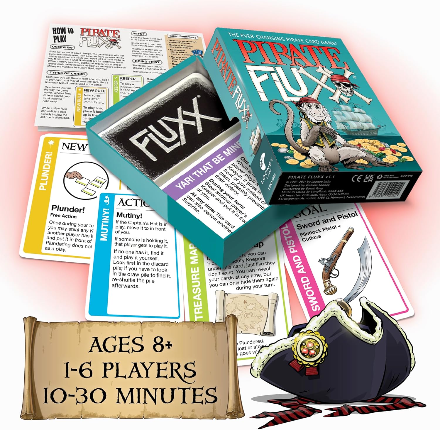 Looney Labs Pirate Fluxx Card Game - Ever-Changing Pirate-Themed Fun