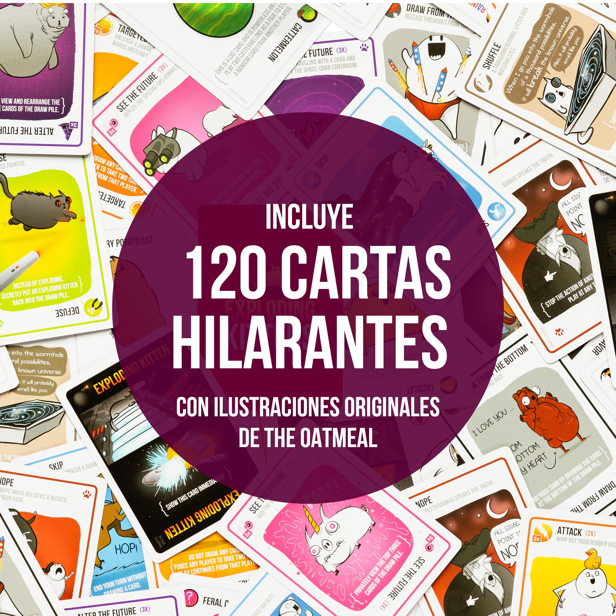 Asmodee Exploding Kittens Party Pack, Juego de Cartas de Estrategia Estilo Ruleta Rusa para Fiestas y Grupos Grandes, A Partir de 7 Años, De 2 a 10 Jugadores, 15 Minutos por Partida, Español