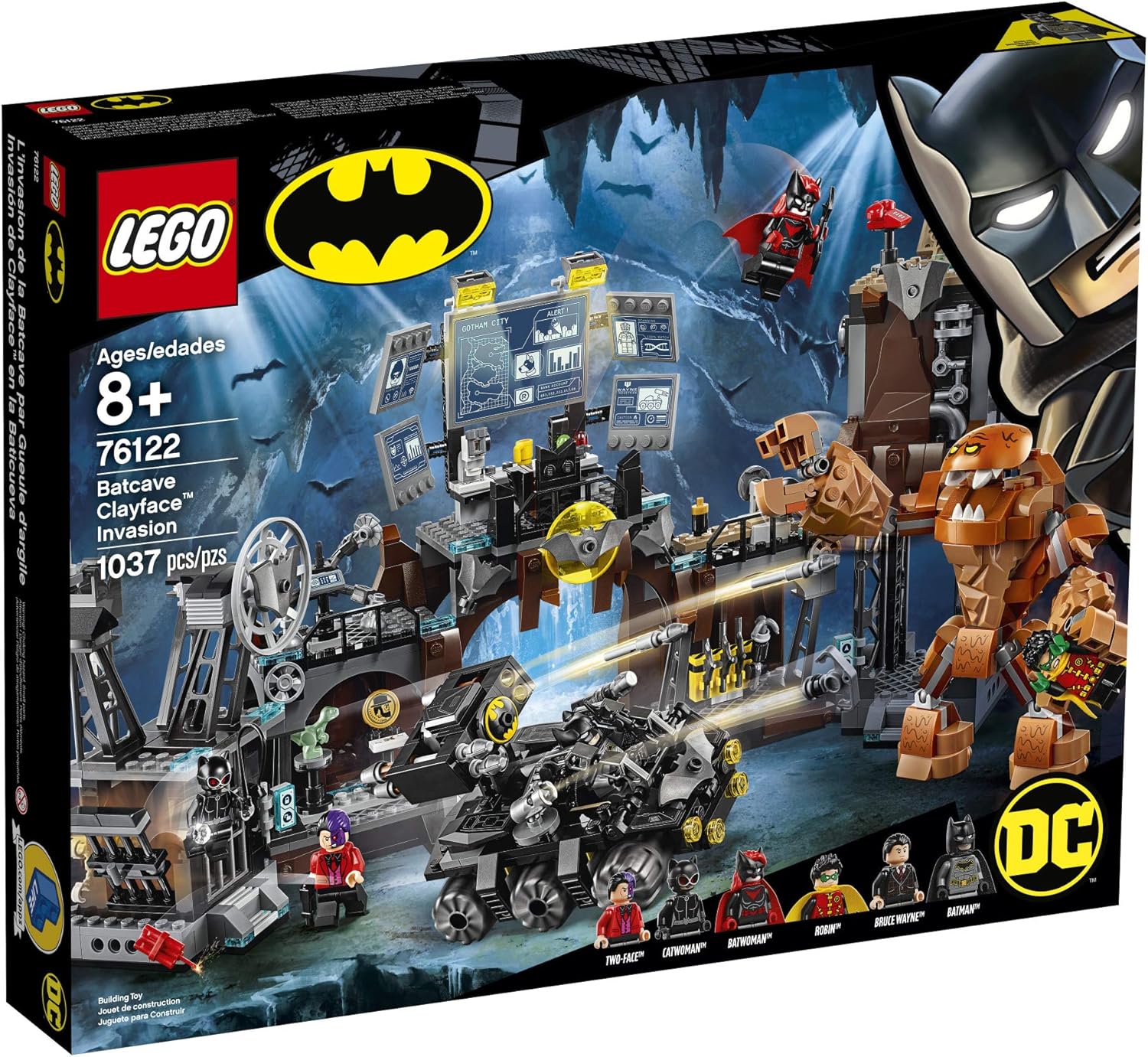 LEGO DC Batman Batcave Clayface Invasion 76122 Batman Toy Building Kit with Batman and Bruce Wayne Action Minifigures, Popular DC Superhero Toy (1037 Pieces)