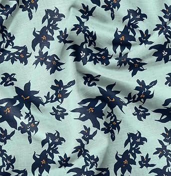 Soimoi Cotton Cambric Green Fabric - by The Yard - 42 Inch Wide - Artistic Floral Textile - Creative and Whimsical Designs for Stylish Creations Printed Fabric