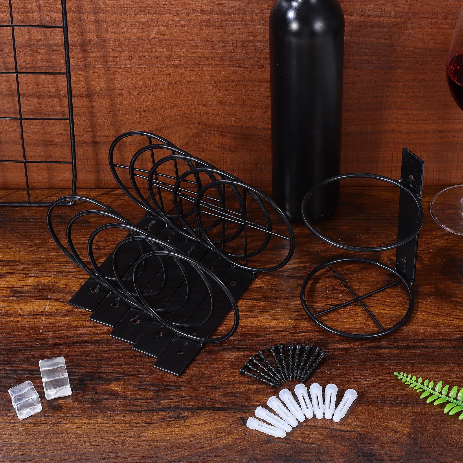 Botellero de Vino de Hierro para Pared 6 Estantes Individuales, Diseño para Colgar y Almacenamiento Práctico de Botellas de Vino