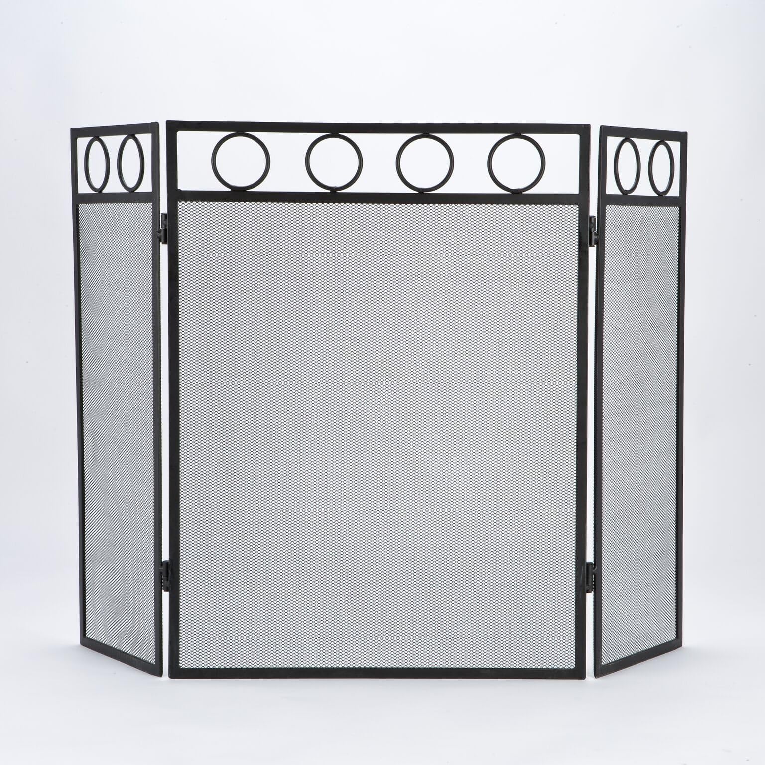 Vintage Fire Screen Spark Guard Square Black Fireplace Safety Victorian Fireguard Hearth Guard Nursery (Black 3 Panel)