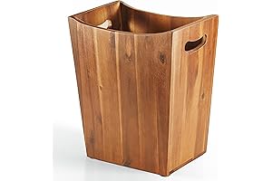 Acacia Wood 2-Gallon Wastebasket with Handles