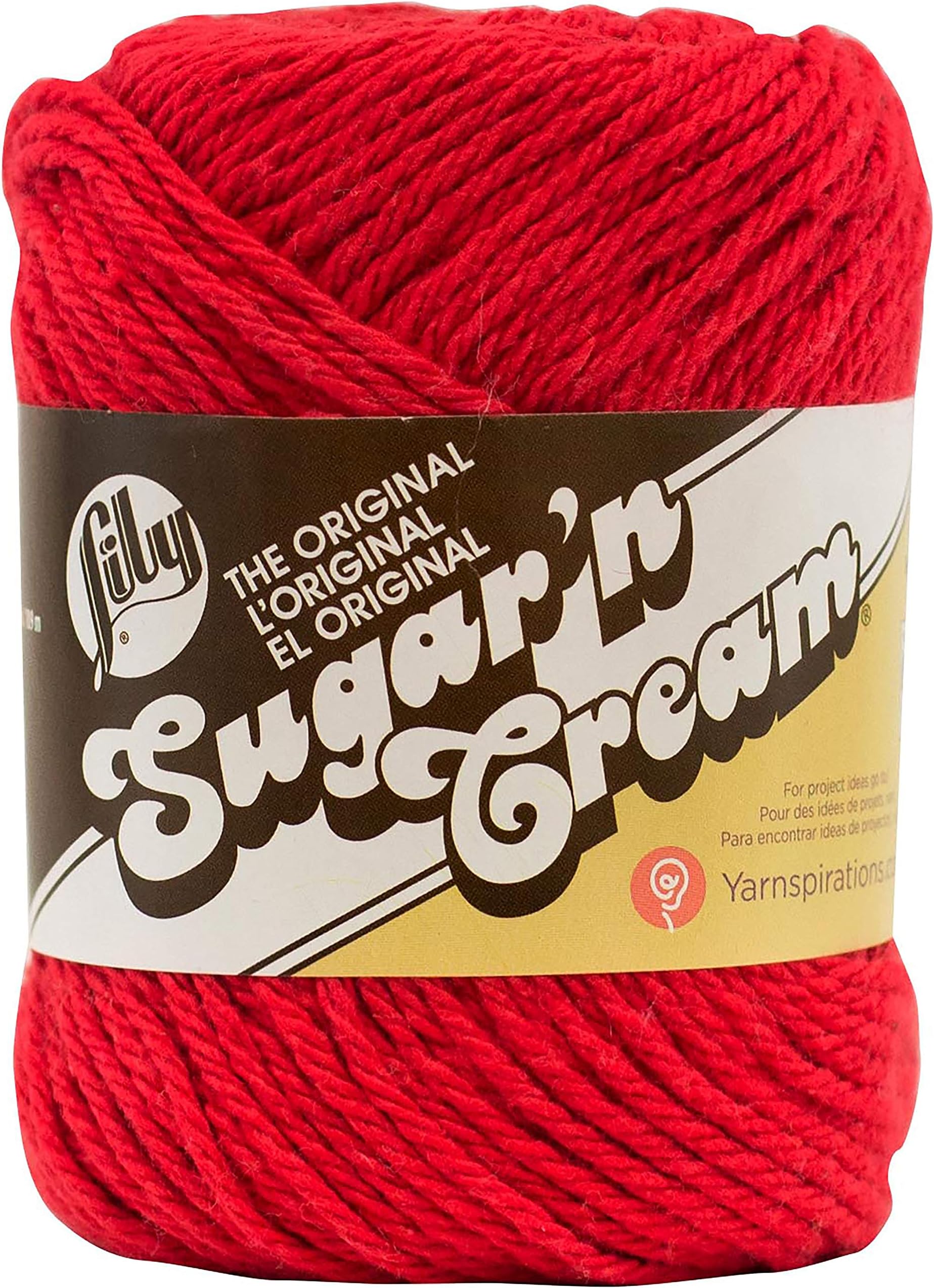 Lily Sugar 'N Cream The Original Solid Yarn, 2.5oz, Medium 4 Gauge, 100% Cotton - Red - Machine Wash & Dry