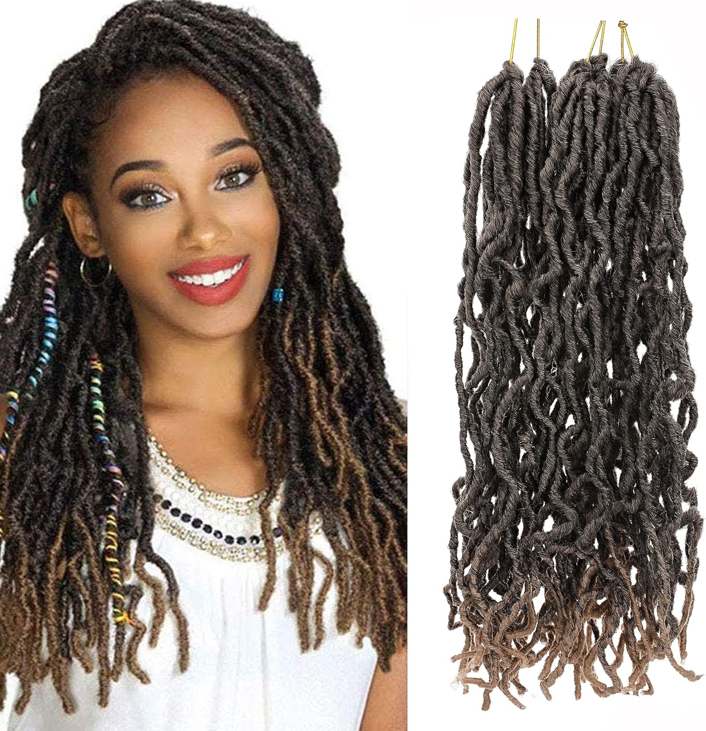 18 Inch Faux Locs Crochet Hair 6 Packs 90g Nu Locs Crochet Braid