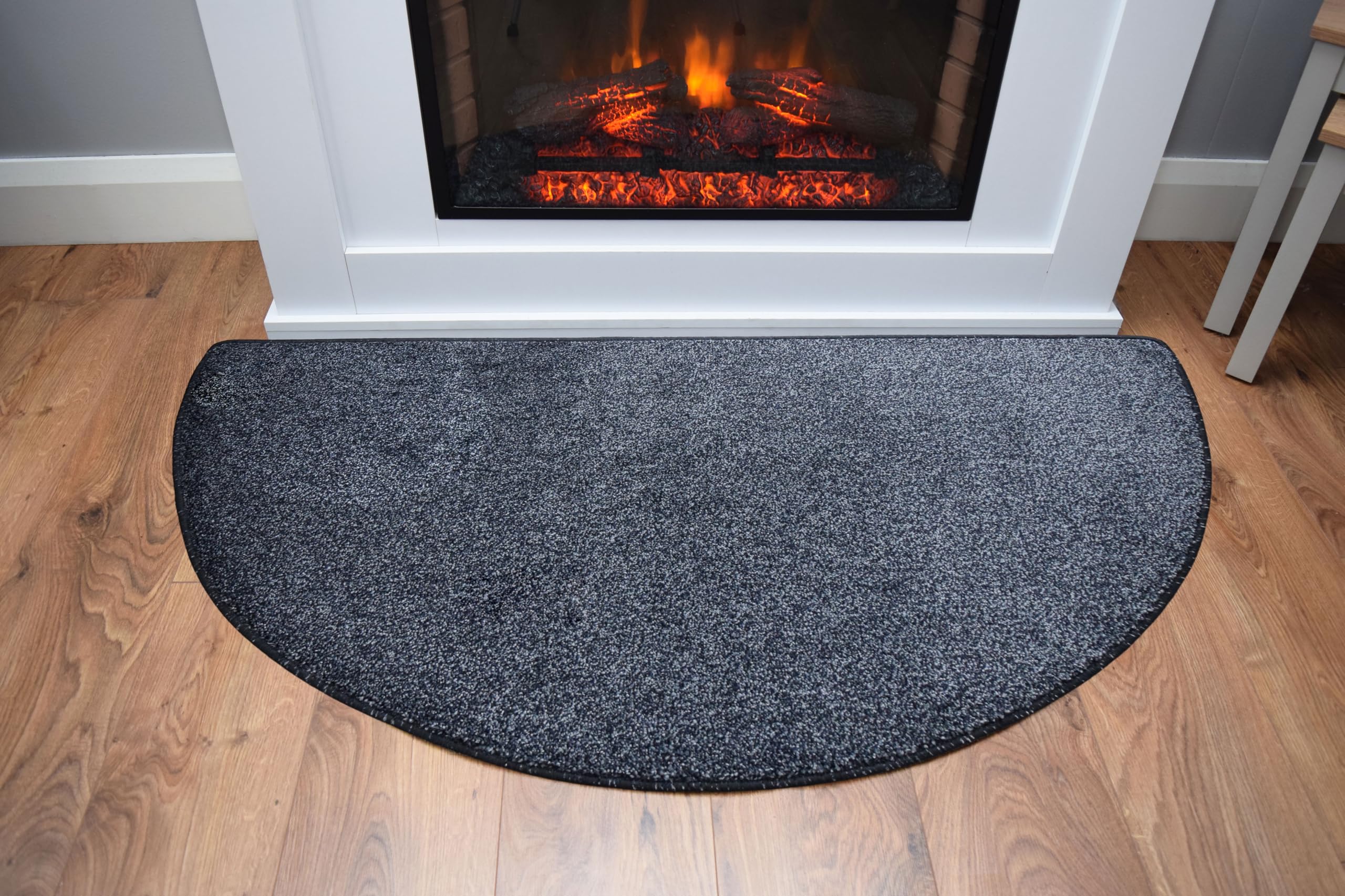 SrS Rugs® Plain Half Moon Semi Circular Silver Brown Red Black Grey Purple Green Shaggy Pile Rug Different (Black Grey Mix)