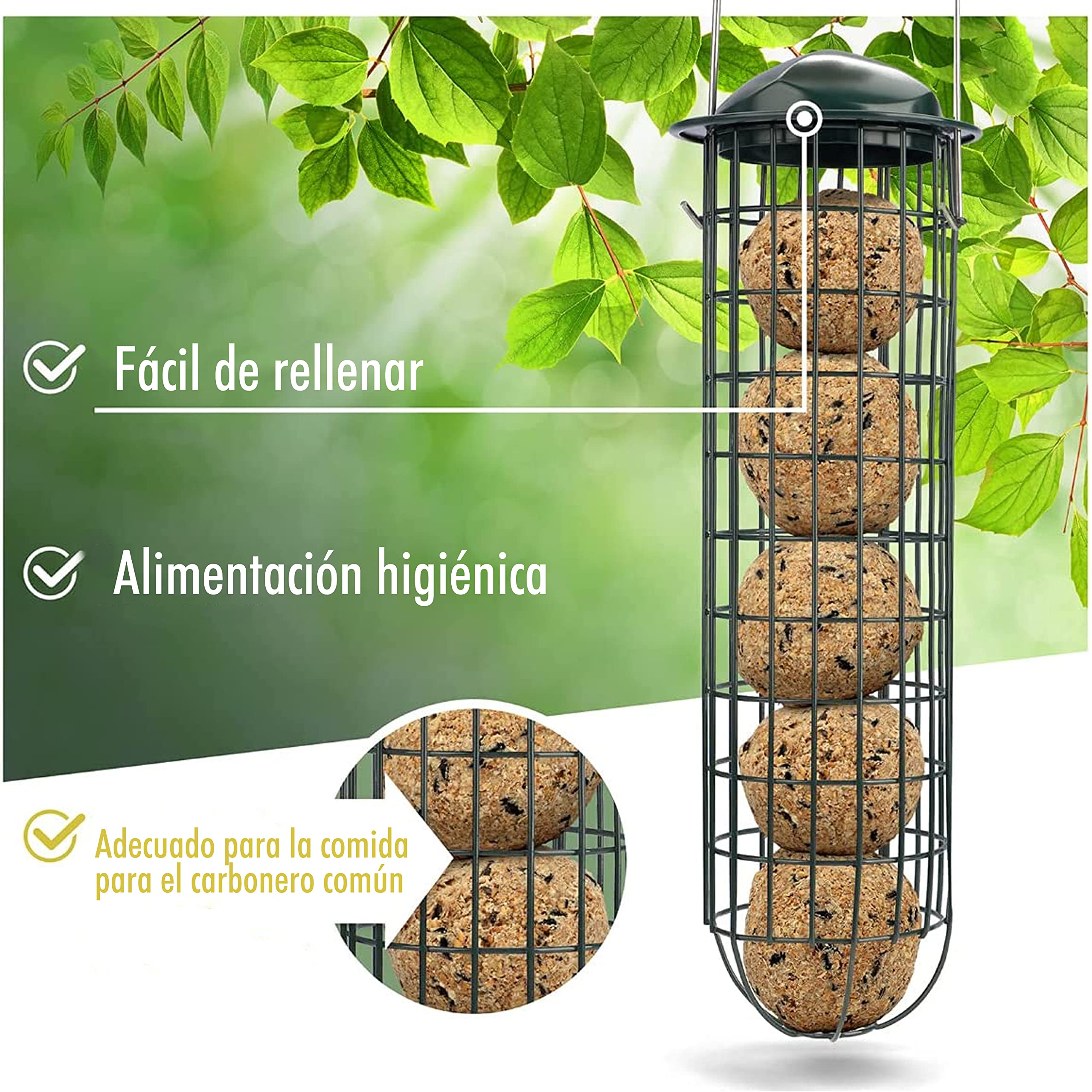 Wildtier Herz Comedero para pájaros (31cm) de Metal Inoxidable, Jaula de alimento para Aves Silvestres, Dispensador de Bolas de Grasa, Proporciónale alimento Todo el año para Las Aves de tu jardín — view 2