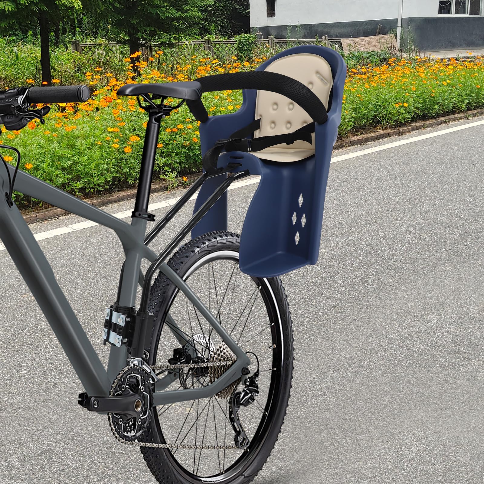 Asiento infantil de bicicleta para bicicleta, asiento trasero de bicicleta, con fijación al cuadro o sistema de fijación para portabicicletas, de 9 meses a 4 años, hasta 20 kg