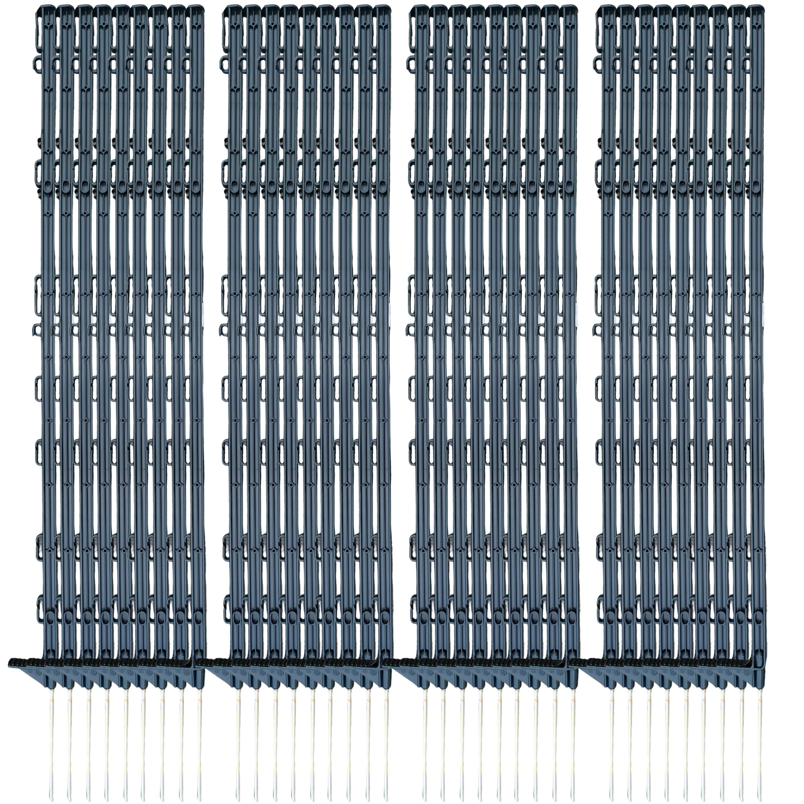 20x Weidezaunpfähle 105 cm – dunkelgrün, mit 9 Ösen, einseitiger Trittstufe und verzinktem Erdspieß