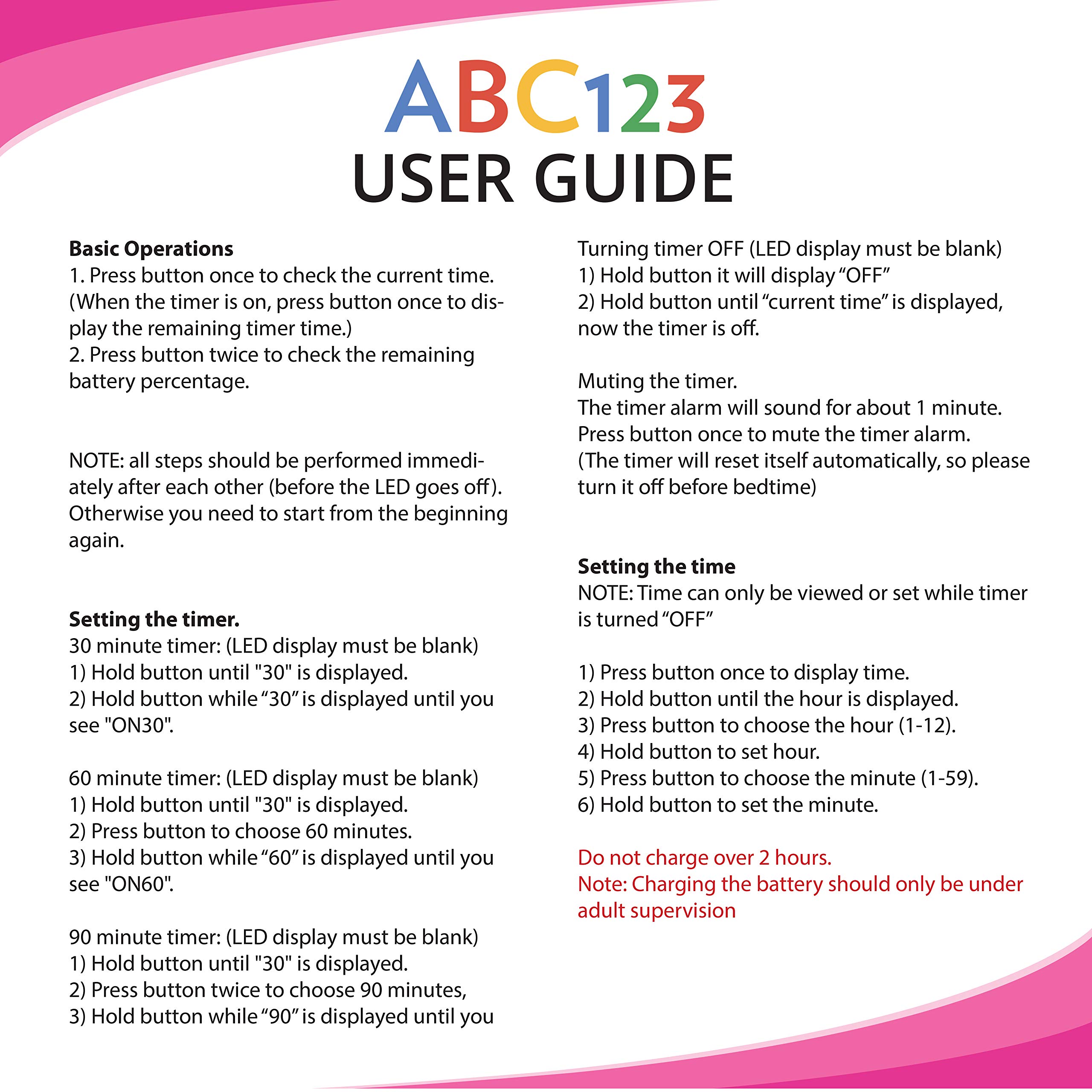 ABC123 Reloj de entrenamiento para ir al baño – Recordatorio de bebé, temporizador resistente al agua para entrenamiento de inodoro para niños y niños pequeños (rosa)