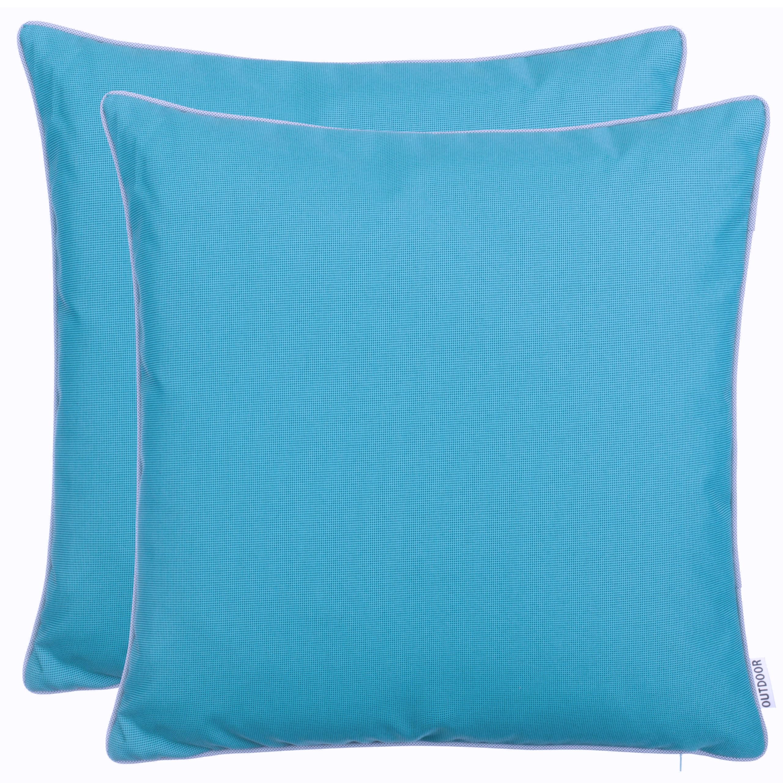 Brandsseller Set de 2 Cojines de Exterior 45x45 cm – Cojines Decorativos Impermeables con Ribete – Resistentes a la Intemperie para Jardín, Sofá, Balcón y Terraza – Azul Agua