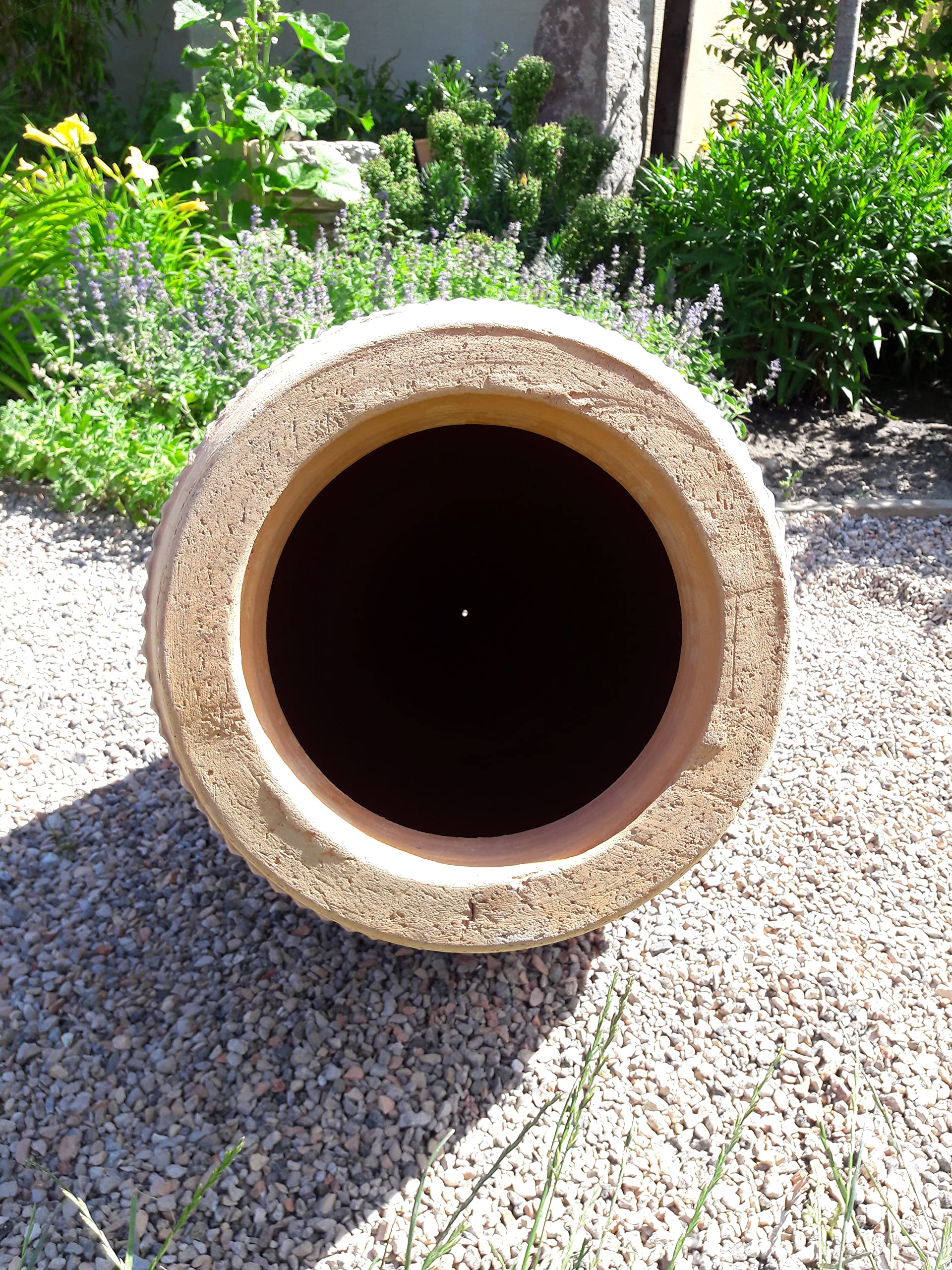Palatina Werkstatt Esclusiva anfora in terracotta sdraiata Vitex 60 cm – 100% fatto a mano – dona fascino irresistibile al tuo giardino e interno