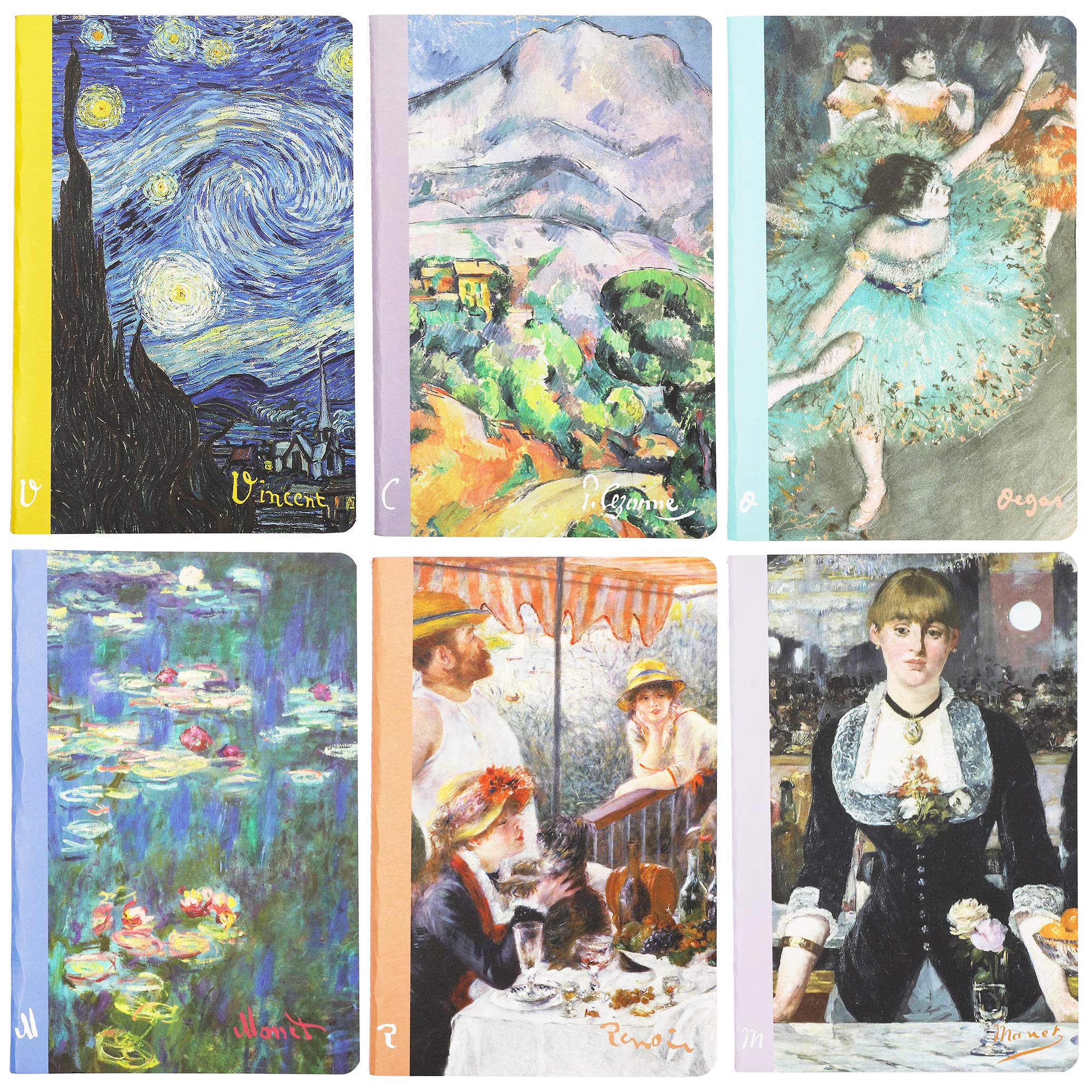 The Gifted Stationary Impressionists Pocket Travel Journal Lined Notebook (A5 Size, 6 Pack)