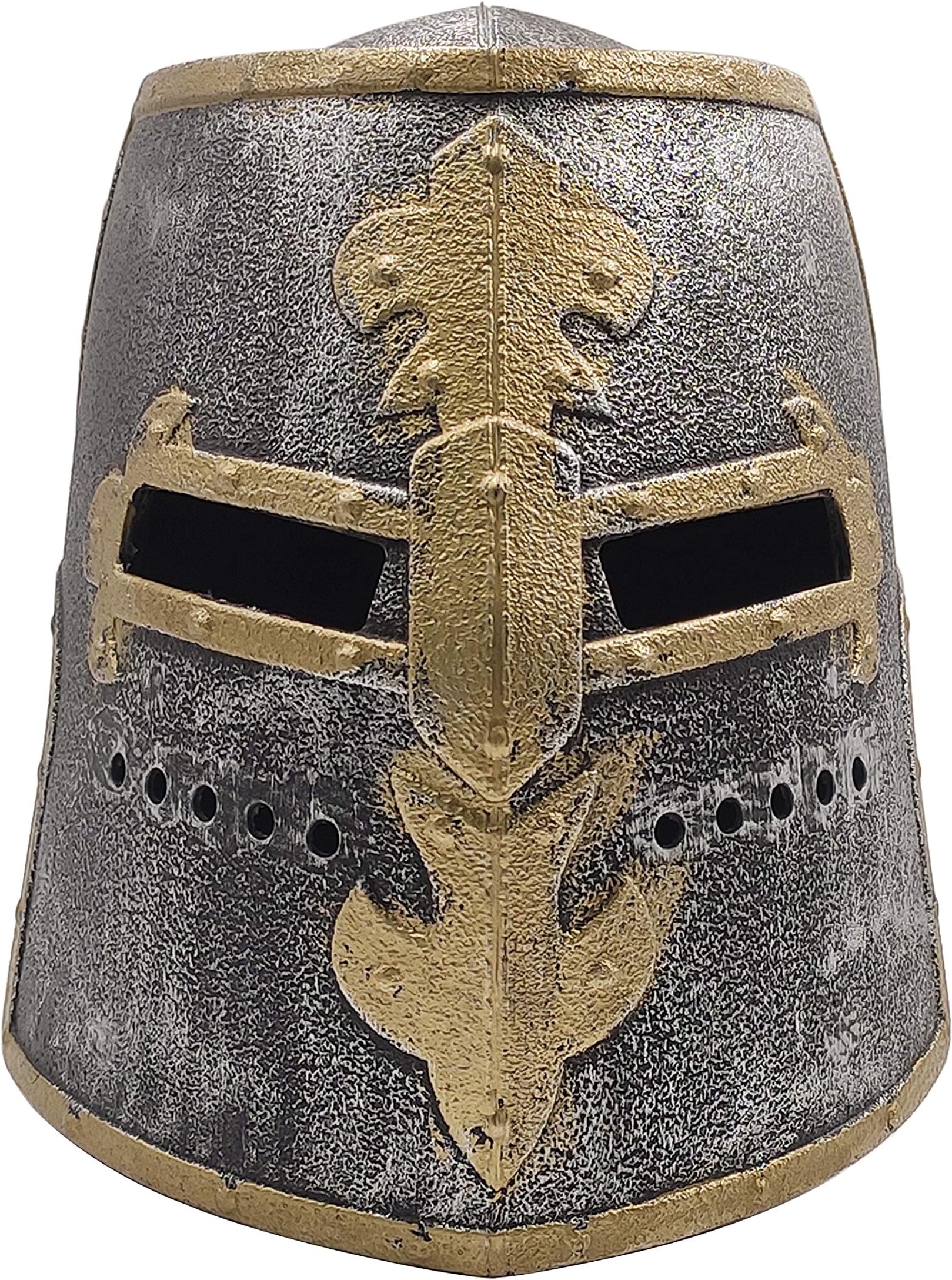 Kids Toy Middle Ages Medieval Crusader Knight Soldier Warrior Costume Helmet with Folding Face Mask for Boys Battle Play Halloween Cosplay LARP