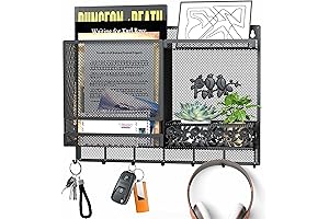Lamesa Wall-Mounted Key Holder with Mail Organizer and Floating Shelf