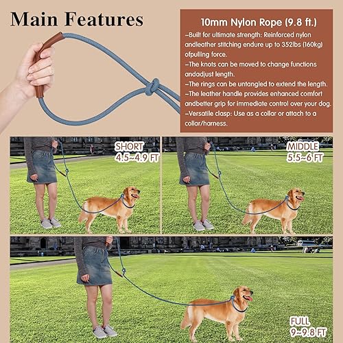 Miniatura 4 de Tails & Tales Correa de perro manos libres para caminar, correr, entrenar, correa ajustable de hasta 9.8 pies, perros de hasta 125 libras, cuerpo