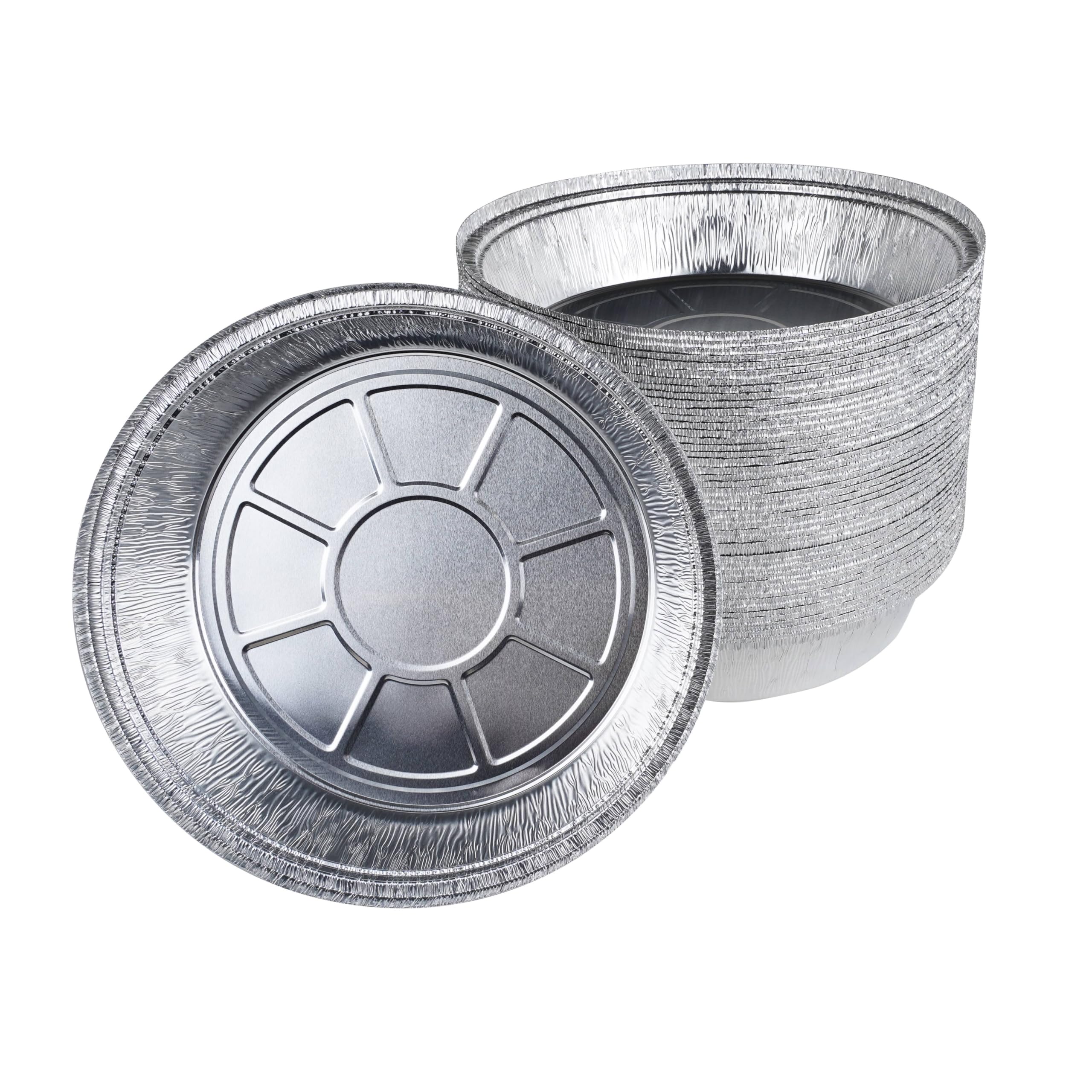 Inoverse Moldes redondos de aluminio de 23 cm de diámetro, redondos, desechables, moldes de aluminio, moldes para souffle, moldes redondos, 50 unidades