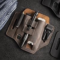 Vista 6 de Gentlestache - Funda de cuero para Leatherman, funda multiherramienta, EDC, organizador de bolsillo con llavero para cinturón y funda para linterna