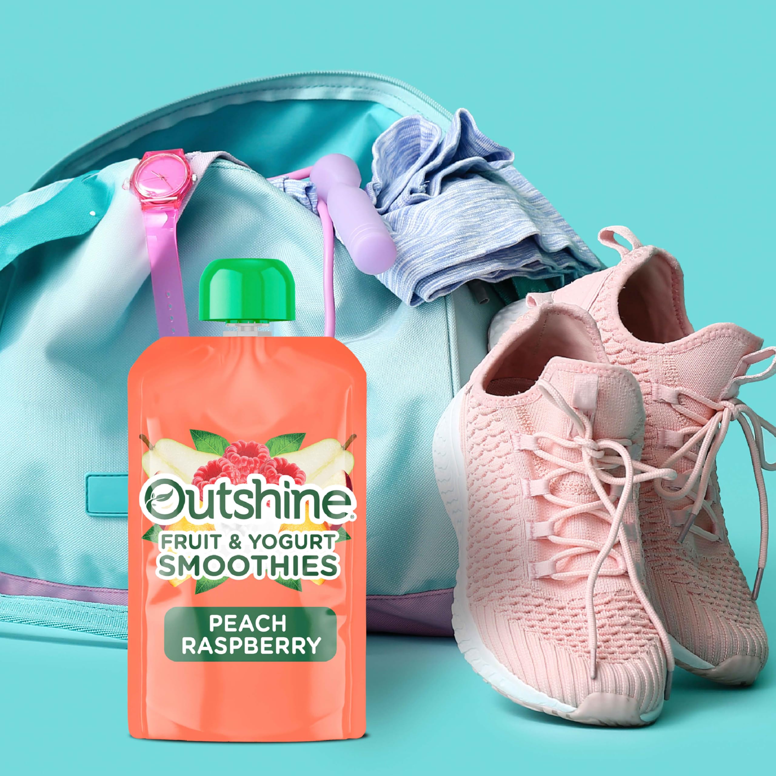 Outshine Fruit & Yogurt Smoothie Peach Raspberry, Smoothie Pouch, On The Go Snack, 4Pk 14 oz