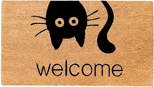 THEODORE MAGNUS - Felpudo de fibra de coco natural con parte trasera antideslizante, 17 x 30cm6.7 x 11.8, para exterioresinteriores