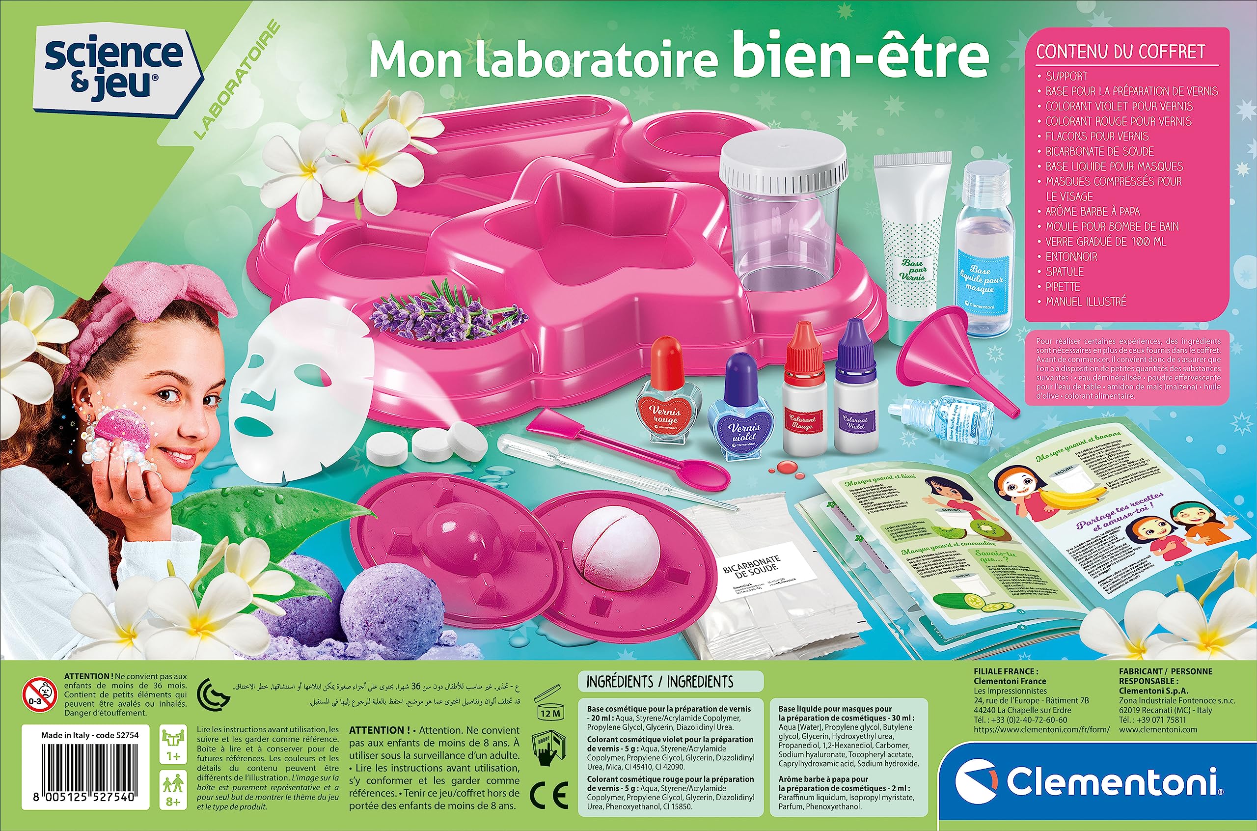 Clementoni Science And Play – Laboratoire De Masque De Beauté – Kit De Soins Spa, 8 Ans Et Plus, 61895
