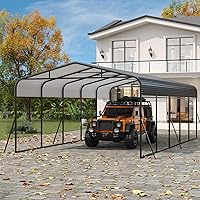 Garvee 13x26 FT Heavy Duty Metal Carport with Galvanized Steel Roof & Reinforced Base - 100 MPH Windproof Garage Shelter
