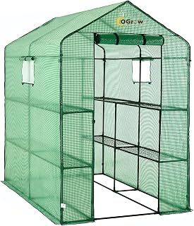 Walk-in Greenhouse Cover, Replacement Parts for Outdoor Gardening, Cold Frost Protection, with Zippered Doors, Light Filtering Material, Fits 2 Tier 8 Shelf Frames, 49.2" W X 74" D X 74.8" H