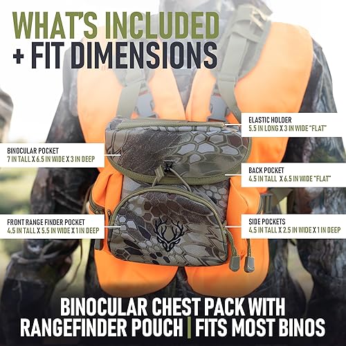 Miniatura 13 de Arnés para binoculares - Arnés ligero con bolsa de telémetro, equipo silencioso de caza y funda para binoculares con sistema MOLLE, equipo de Verde