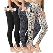 YOUNGCHARM 4 Pack Leggings with Pockets for Women,High Waist Tummy Control Workout Yoga Pants