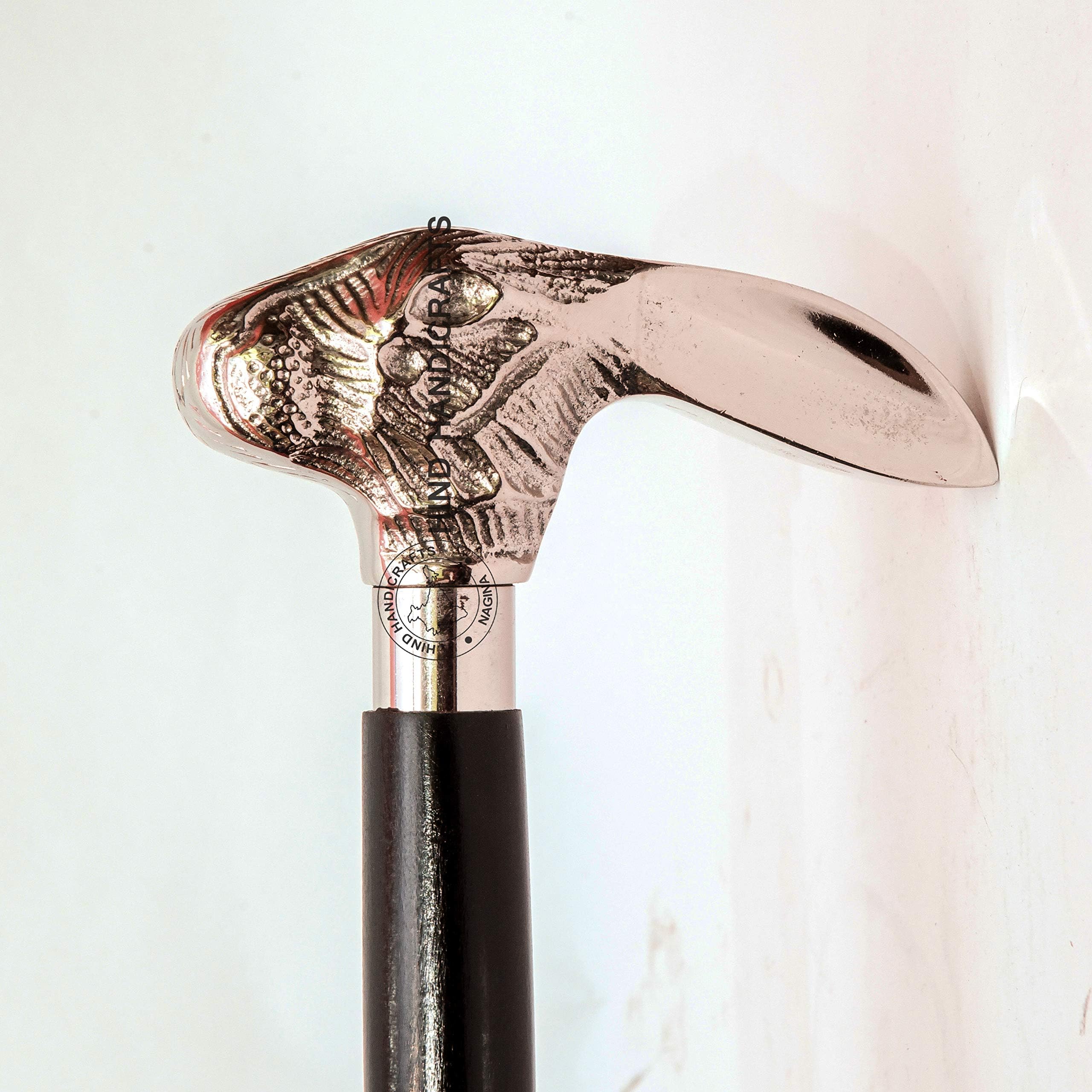 Decorative Victorian Canes and Walking Sticks for Men & Women - 36" Brown Ebony Brass Handle Unisex Derby Foldable Cane | Hind Handicrafts