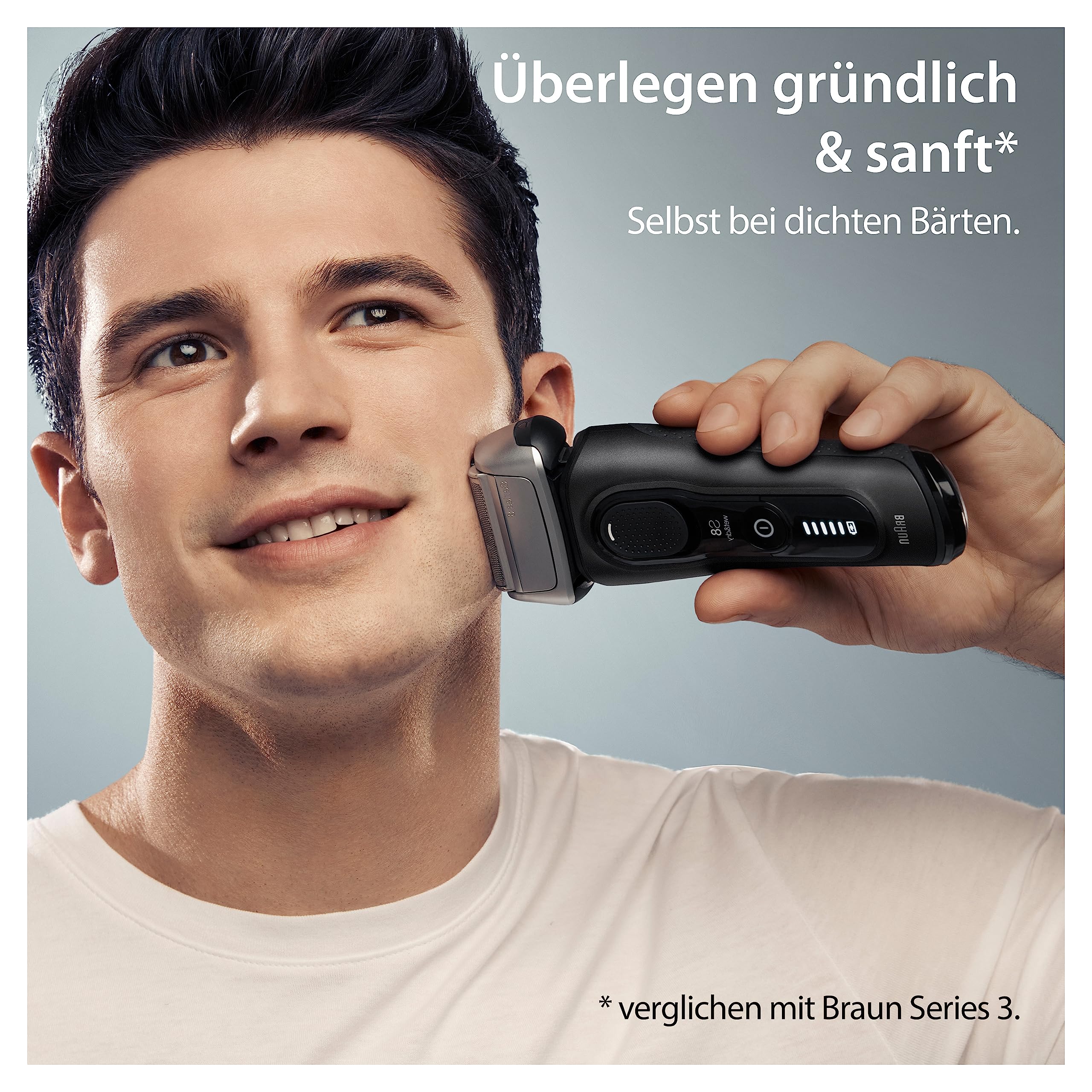 Braun Series 8 Rasierer Herren Elektrisch mit 4+1 Scherkopf, Elektrorasierer, Präzisions-Langhaarschneider, Ladestation, 60 Min Laufzeit, Wet & Dry, Made in Germany, 8510s, schwarz