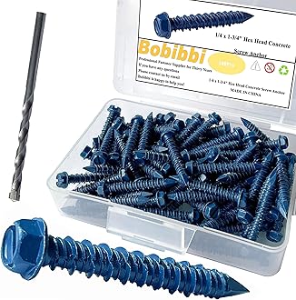 1/4 x 1-3/4" Hex Head Concrete Screw Anchor, for Anchoring to Masonry, Block or Brick (100Pcs)