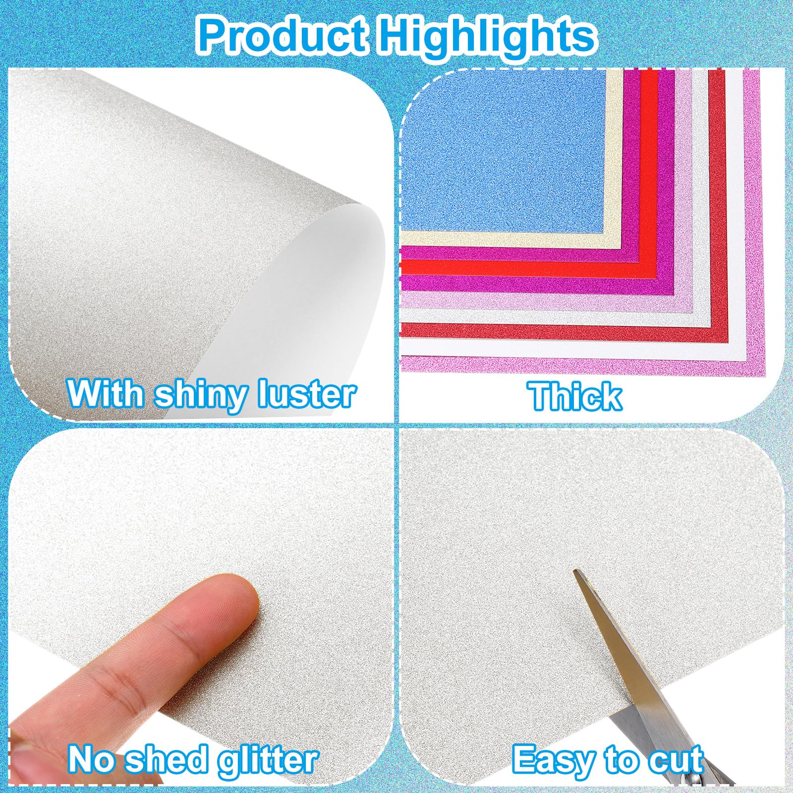 PATIKIL 10Sheets Multicolor Glitter Cardstock Paper - Image 3