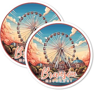 Branson Missouri Magnet 4 Inch 2-Pack Live Music – Strong Vinyl Decorative Travel Magnets for Fridge Locker Kitchen Office – Cute Fun Aesthetic Cool Durable & Long-Lasting Souvenir ID44999