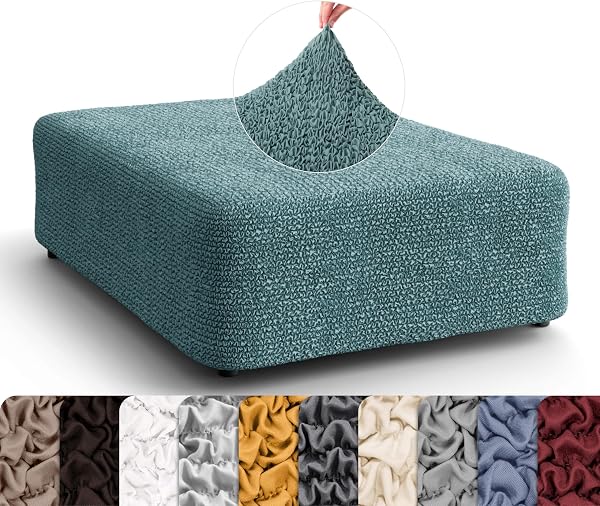 Paulato By Ga.I.Co. Ottoman Slipcovers - 1-Piece Furniture Protector - Form Fit, Machine Washable -Microfibracollection - Teal Color-image