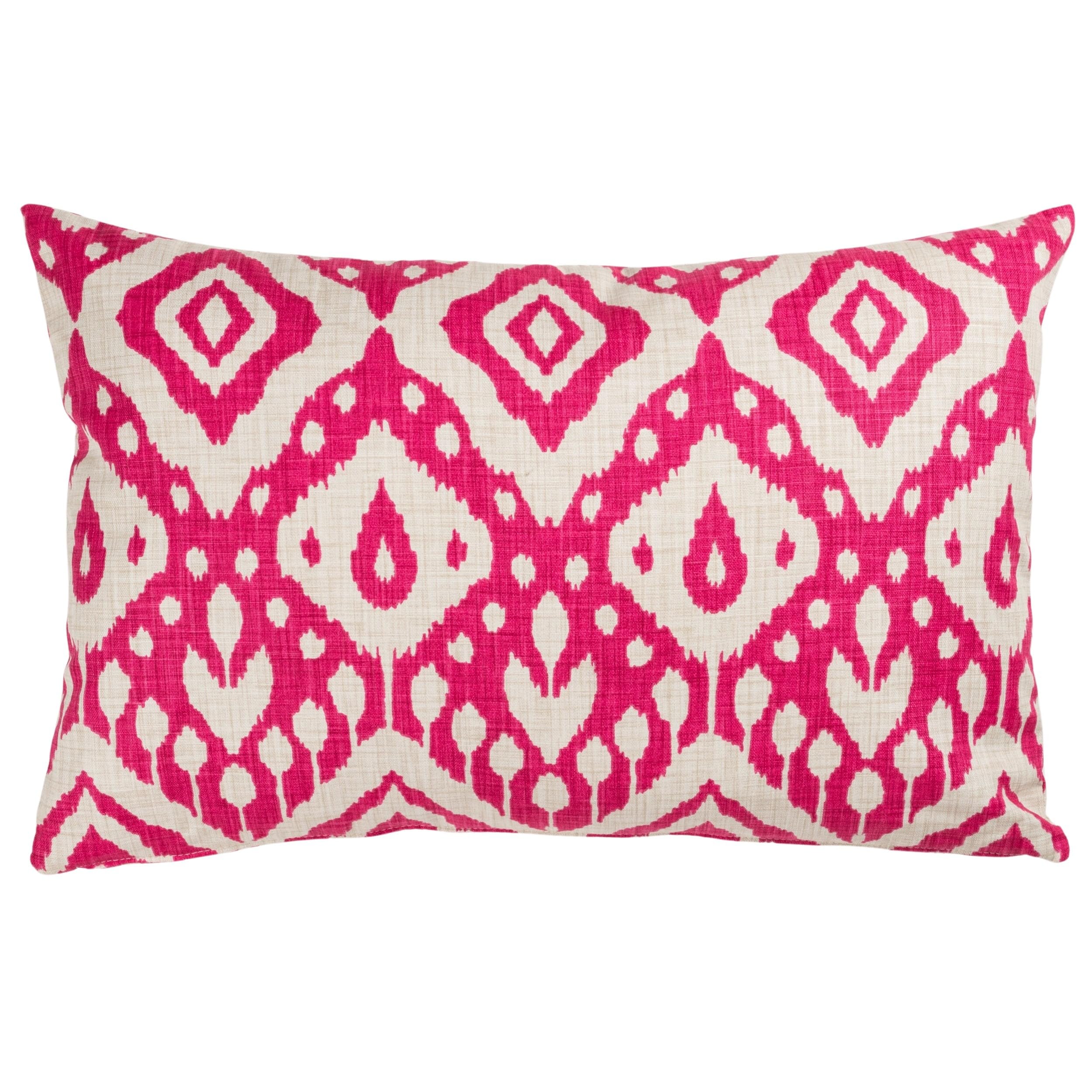 Linen Loft Pink Moroccan Kilim Print Xl Rectangular Cushion Cover In Bright Hot And White. Traditional Geometric Design Of Turkish Style Diamonds. 23X15 Xl Cushion Cover Only.