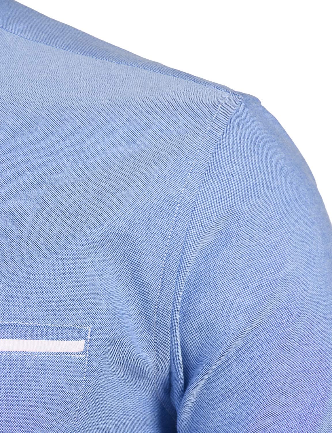 ZEROYAA Mens Hipster Mandarin Collar Slim Fit Long Sleeve Casual Button Down Oxford Dress Shirt with Pocket - Image 5