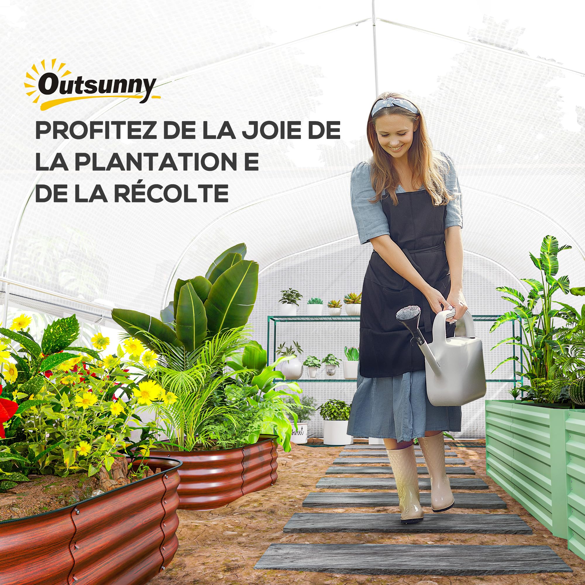 Outsunny Szklarnia ogrodowa 12 m², tunel ogrodowy 4 x 3 x 2 m z zwijanymi drzwiami i dużymi oknami z siatki, szklarnia ze stali ocynkowanej i odpornej na promieniowanie UV PE o wysokiej gęstości 140 g